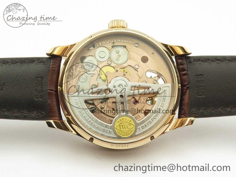 Portuguese Tourbillon IW5046 RG ZF Best Edition White Dial on Brown Leather Strap Snug 7144