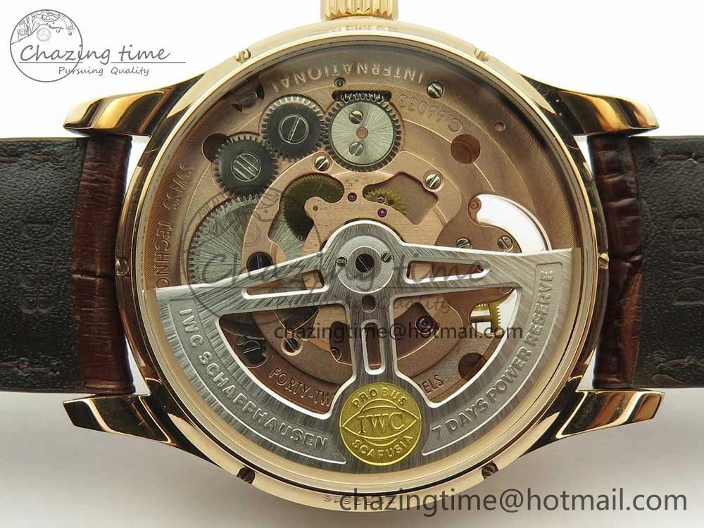 Portuguese Tourbillon IW5046 RG ZF Best Edition White Dial on Brown Leather Strap Snug 7144
