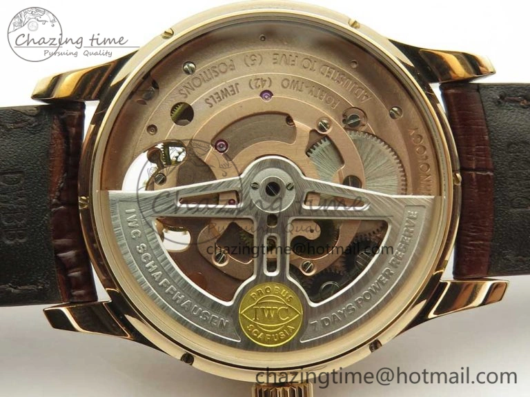 Portuguese Tourbillon IW5046 RG ZF Best Edition White Dial on Brown Leather Strap Snug 7144