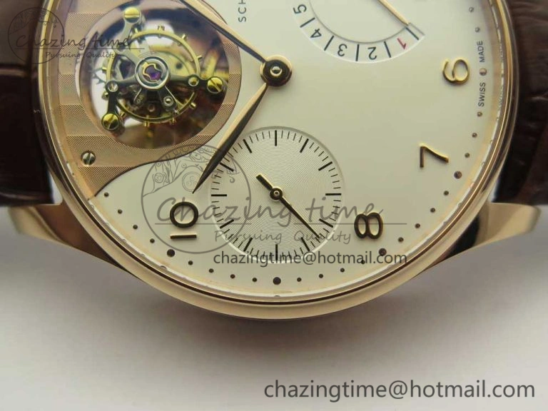 Portuguese Tourbillon IW5046 RG ZF Best Edition White Dial on Brown Leather Strap Snug 7144