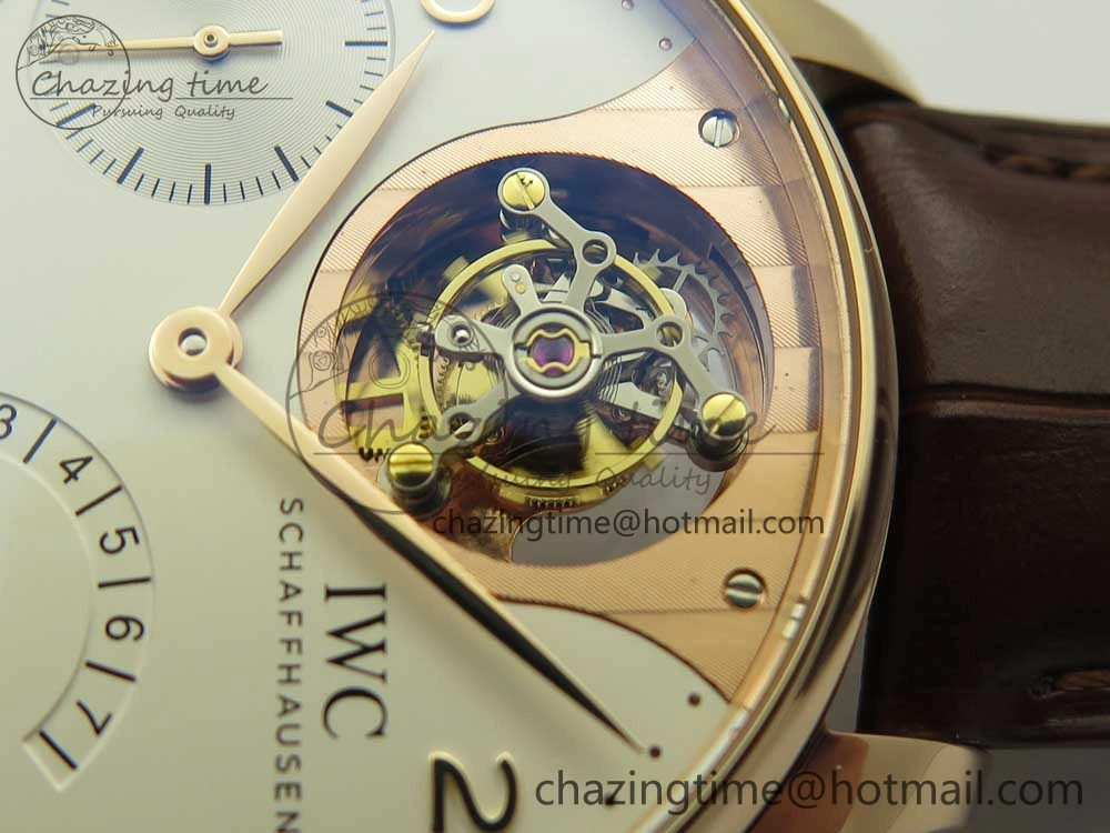 Portuguese Tourbillon IW5046 RG ZF Best Edition White Dial on Brown Leather Strap Snug 7144
