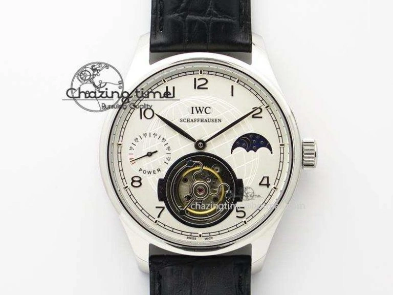 Portuguese Tourbillon IW5046 SS ZF Best Edition Gray Dial on Black Leather Strap Stylish 7147