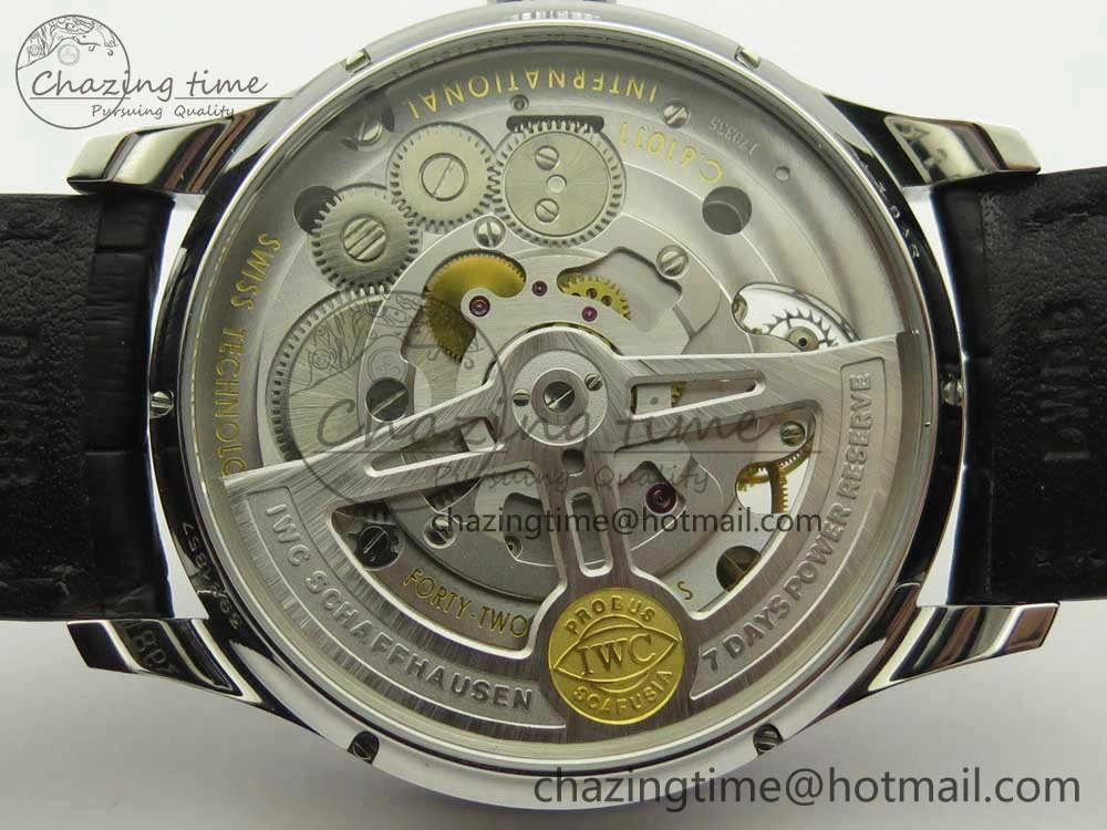 Portuguese Tourbillon IW5046 SS ZF Best Edition Gray Dial on Black Leather Strap Stylish 7147