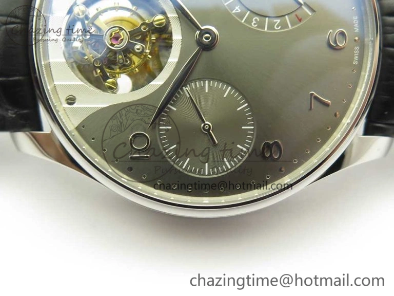 Portuguese Tourbillon IW5046 SS ZF Best Edition Gray Dial on Black Leather Strap Stylish 7147