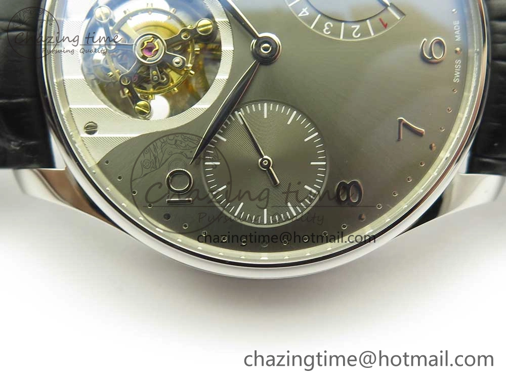 Portuguese Tourbillon IW5046 SS ZF Best Edition Gray Dial on Black Leather Strap Stylish 7147