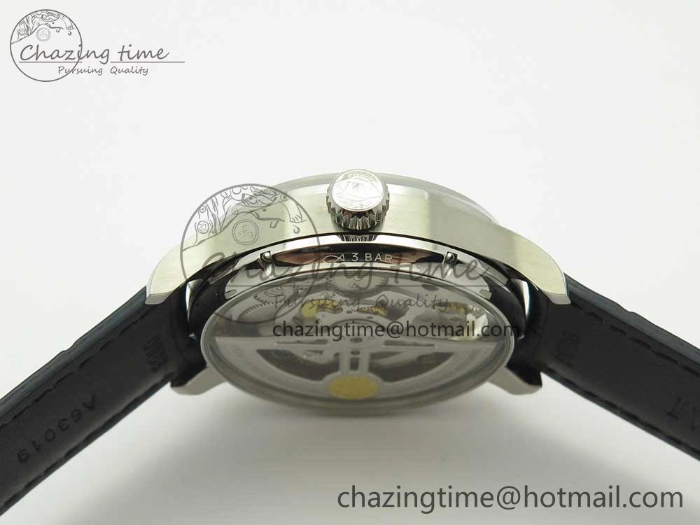 Neat Portuguese Tourbillon IW5046 SS ZF Best Edition White Dial Blue Markers on Blue Leather Strap 7149