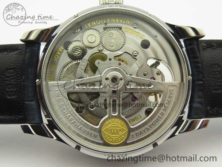 Neat Portuguese Tourbillon IW5046 SS ZF Best Edition White Dial Blue Markers on Blue Leather Strap 7149