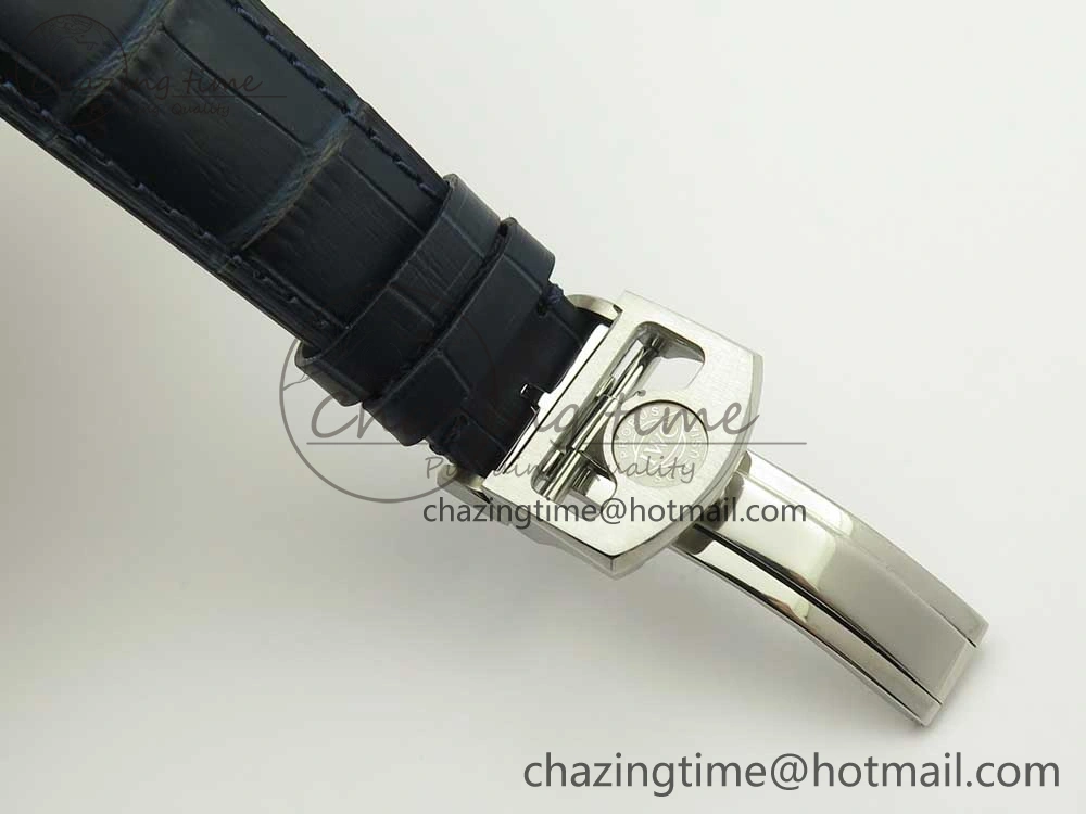 Neat Portuguese Tourbillon IW5046 SS ZF Best Edition White Dial Blue Markers on Blue Leather Strap 7149