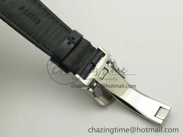Neat Portuguese Tourbillon IW5046 SS ZF Best Edition White Dial Blue Markers on Blue Leather Strap 7149