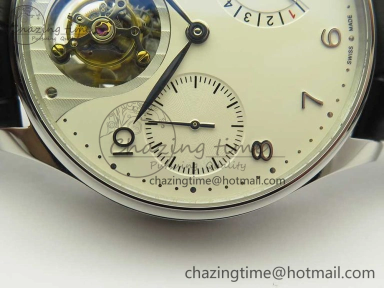 Portuguese Tourbillon IW5046 SS ZF Best Edition White Dial SS Markers on Black Leather Strap Affordable 7148