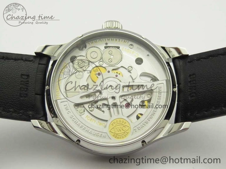 Portuguese Tourbillon IW5046 SS ZF Best Edition White Dial SS Markers on Black Leather Strap Affordable 7148