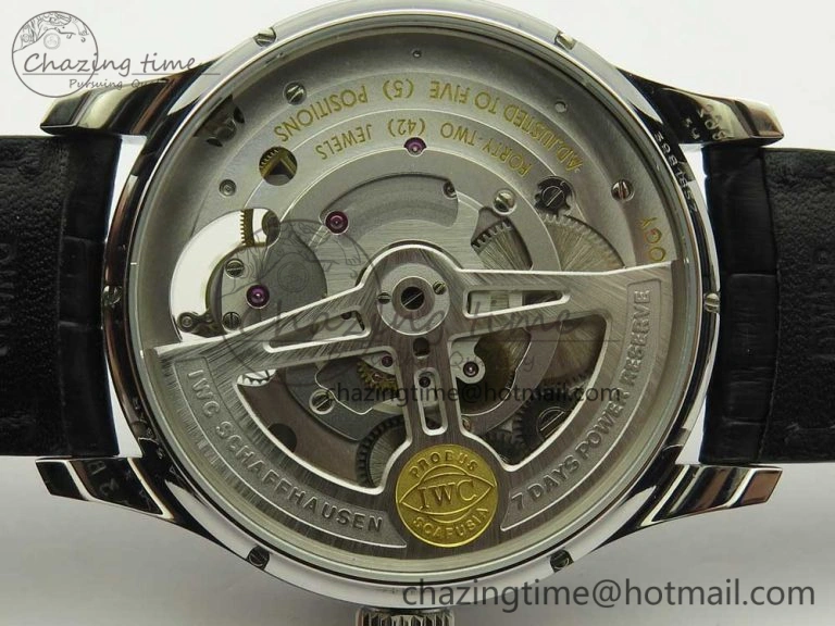 Portuguese Tourbillon IW5046 SS ZF Best Edition White Dial SS Markers on Black Leather Strap Affordable 7148
