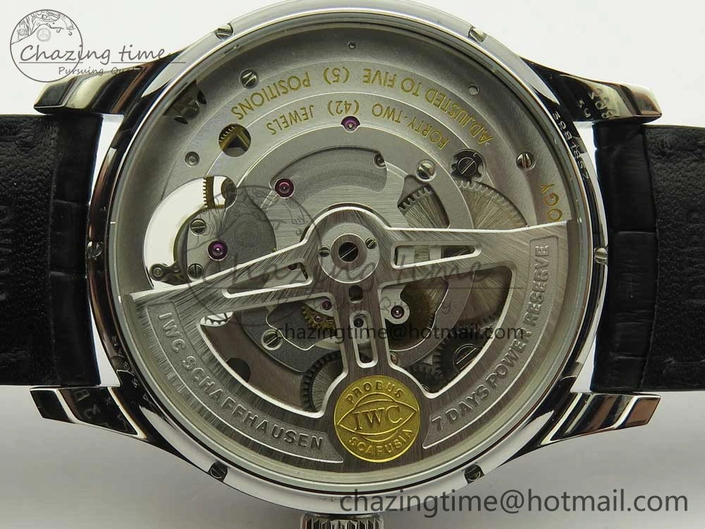 Portuguese Tourbillon IW5046 SS ZF Best Edition White Dial SS Markers on Black Leather Strap Affordable 7148