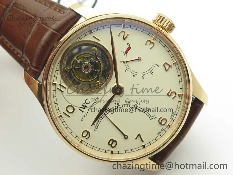 Portuguese Tourbillon IW504602 RG ZF Best Edition White Dial on Brown Leather Strap QuickDry 7178