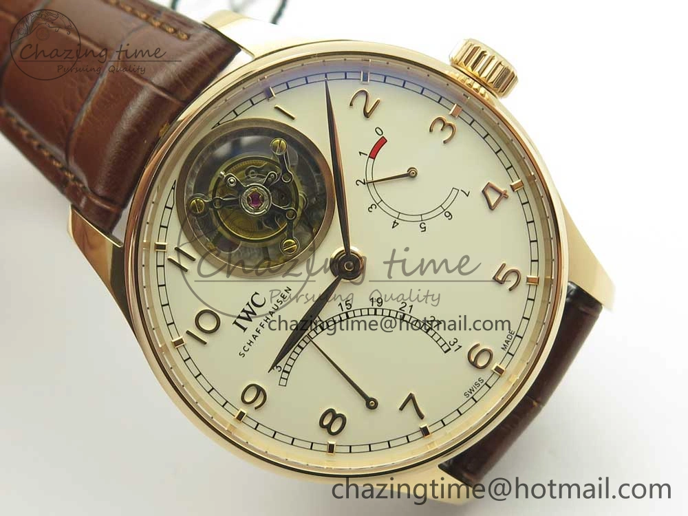 Portuguese Tourbillon IW504602 RG ZF Best Edition White Dial on Brown Leather Strap QuickDry 7178