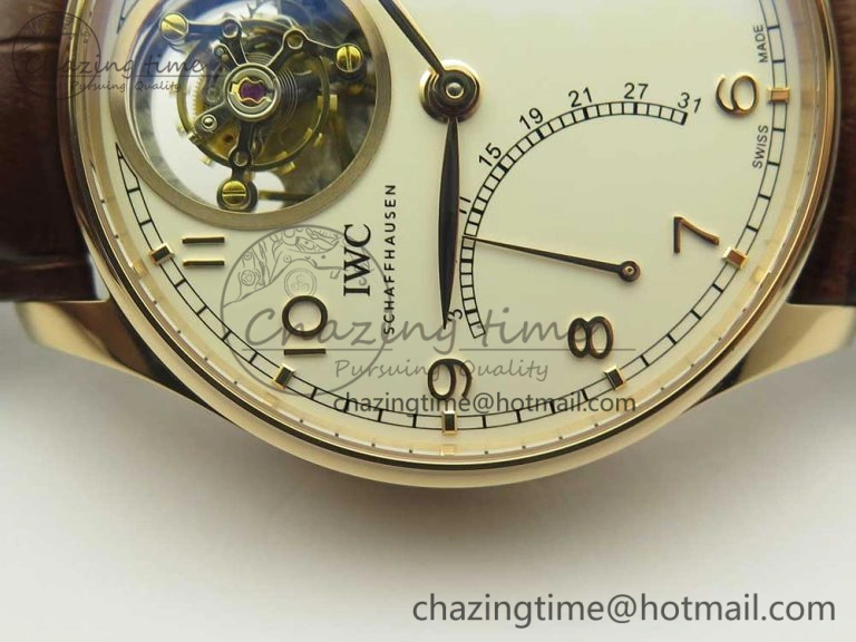 Portuguese Tourbillon IW504602 RG ZF Best Edition White Dial on Brown Leather Strap QuickDry 7178