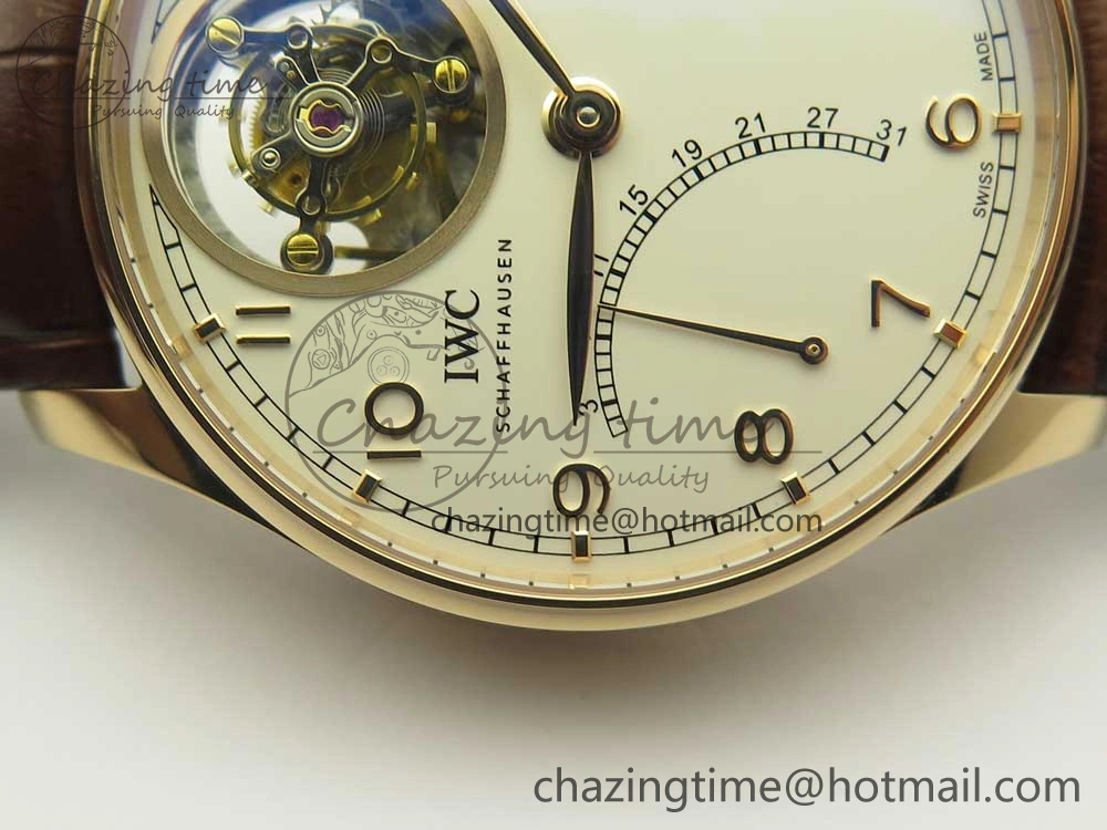 Portuguese Tourbillon IW504602 RG ZF Best Edition White Dial on Brown Leather Strap QuickDry 7178