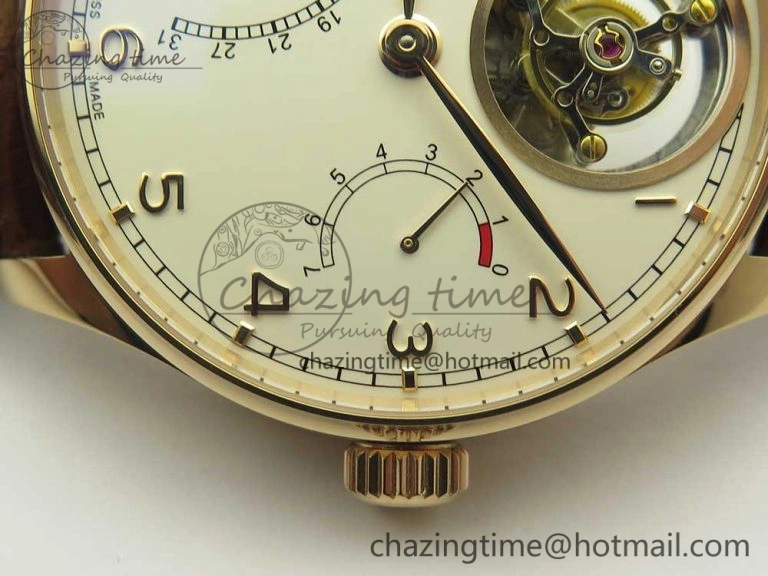 Portuguese Tourbillon IW504602 RG ZF Best Edition White Dial on Brown Leather Strap QuickDry 7178