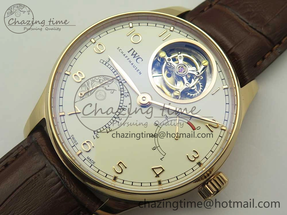 Portuguese Tourbillon IW504602 RG ZF Best Edition White Dial on Brown Leather Strap QuickDry 7178
