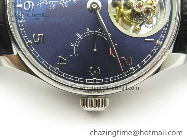 FashionForward Portuguese Tourbillon IW504602 SS ZF Best Edition Blue Dial on Black Leather Strap 7175