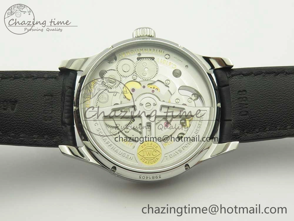 FashionForward Portuguese Tourbillon IW504602 SS ZF Best Edition Blue Dial on Black Leather Strap 7175