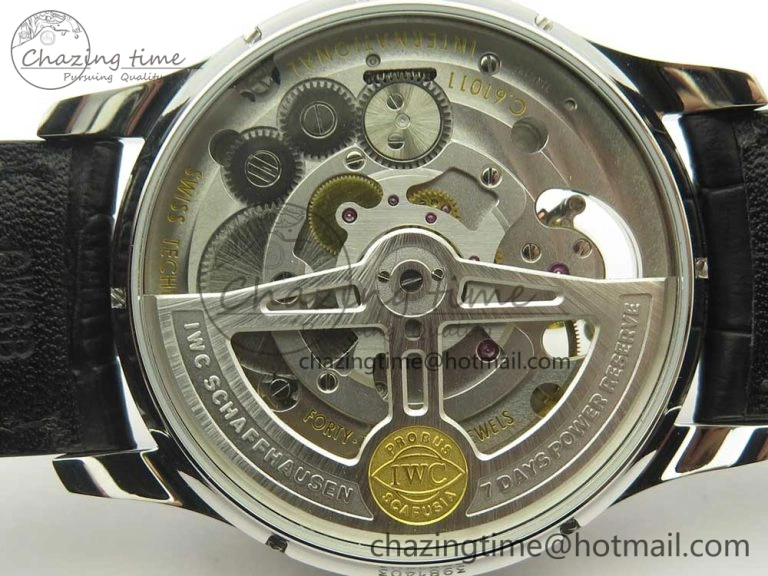 FashionForward Portuguese Tourbillon IW504602 SS ZF Best Edition Blue Dial on Black Leather Strap 7175