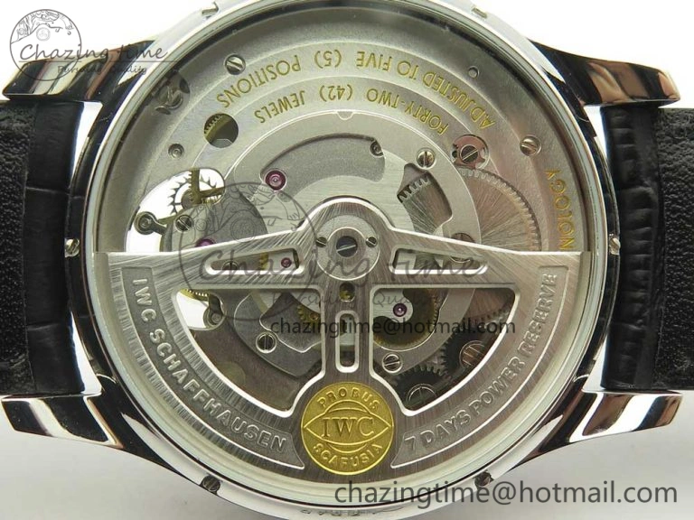 FashionForward Portuguese Tourbillon IW504602 SS ZF Best Edition Blue Dial on Black Leather Strap 7175