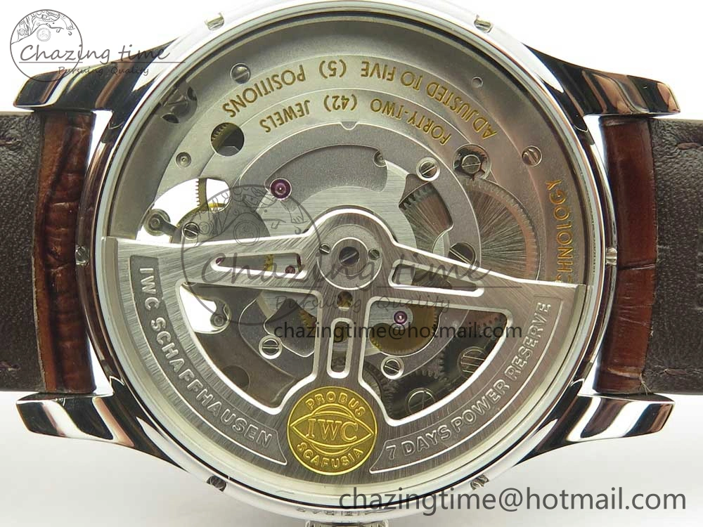 Refined Portuguese Tourbillon IW504602 SS ZF Best Edition Gray Dial on Brown Leather Strap 7177