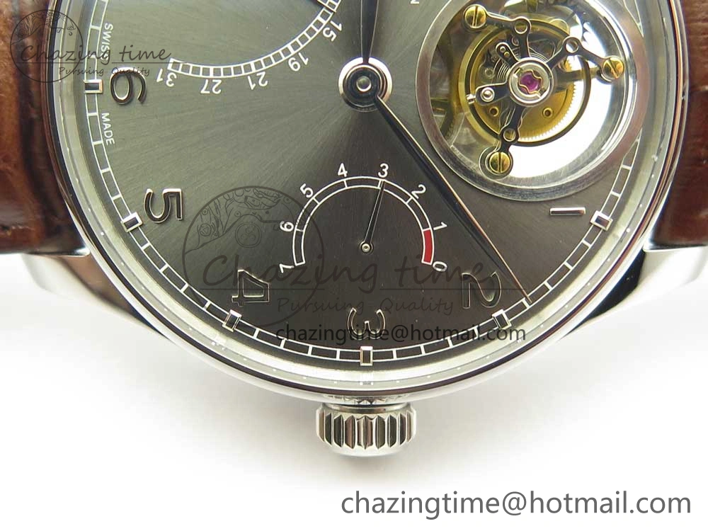 Refined Portuguese Tourbillon IW504602 SS ZF Best Edition Gray Dial on Brown Leather Strap 7177