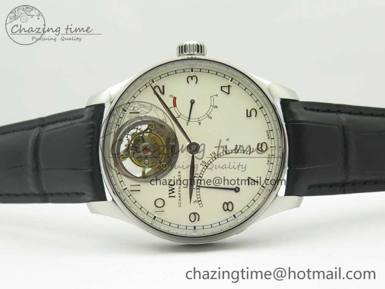 FashionForward Portuguese Tourbillon IW504602 SS ZF Best Edition White Dial on Black Leather Strap 7176
