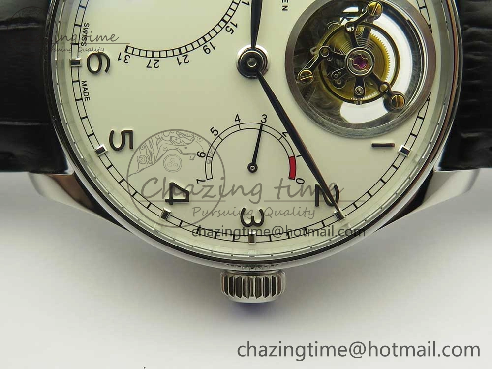 FashionForward Portuguese Tourbillon IW504602 SS ZF Best Edition White Dial on Black Leather Strap 7176
