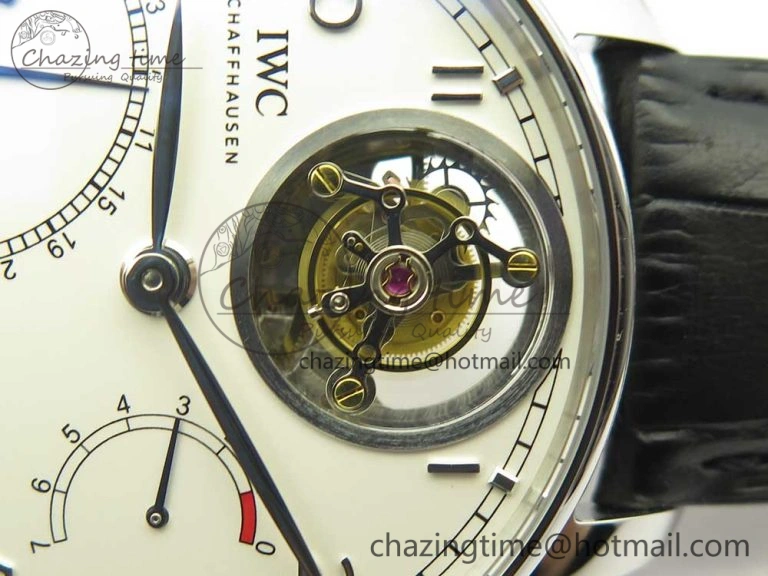 FashionForward Portuguese Tourbillon IW504602 SS ZF Best Edition White Dial on Black Leather Strap 7176