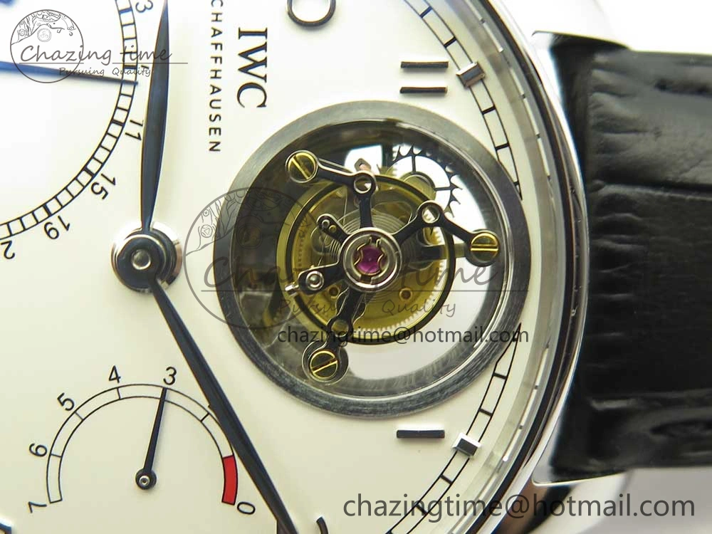 FashionForward Portuguese Tourbillon IW504602 SS ZF Best Edition White Dial on Black Leather Strap 7176