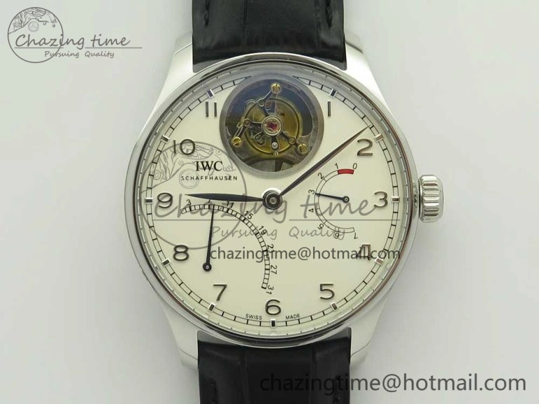 FashionForward Portuguese Tourbillon IW504602 SS ZF Best Edition White Dial on Black Leather Strap 7176
