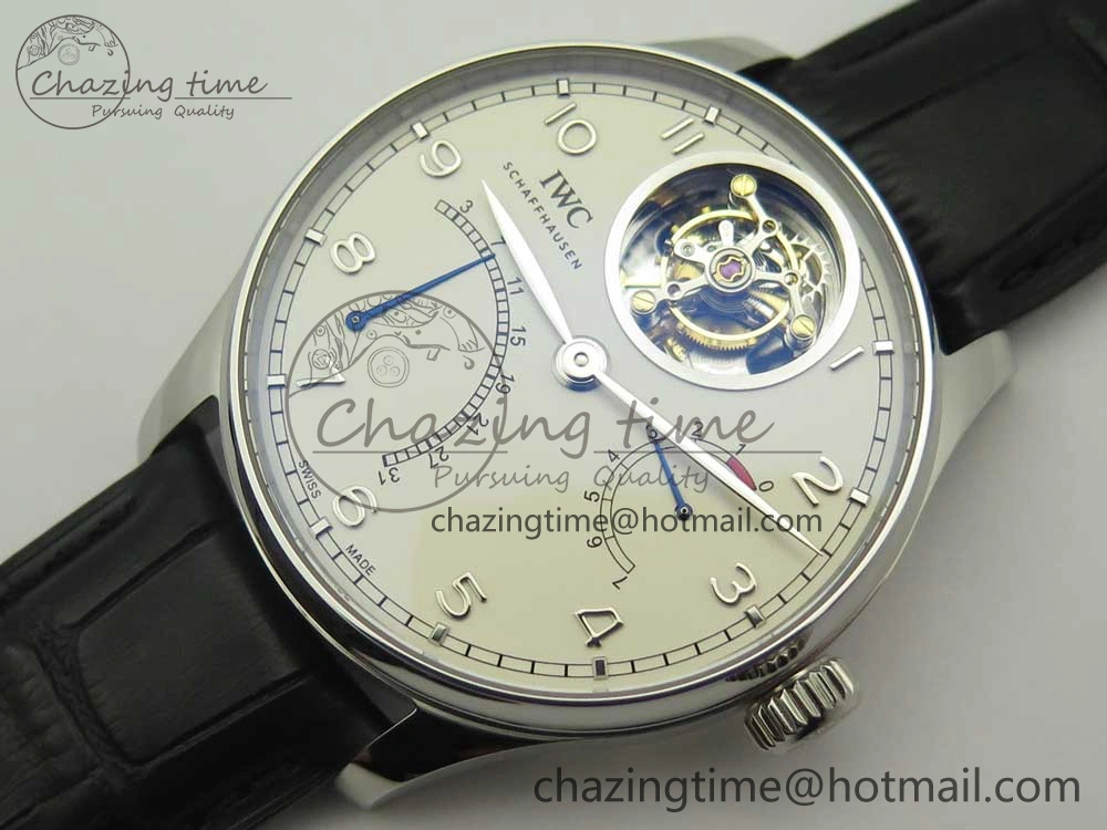 FashionForward Portuguese Tourbillon IW504602 SS ZF Best Edition White Dial on Black Leather Strap 7176