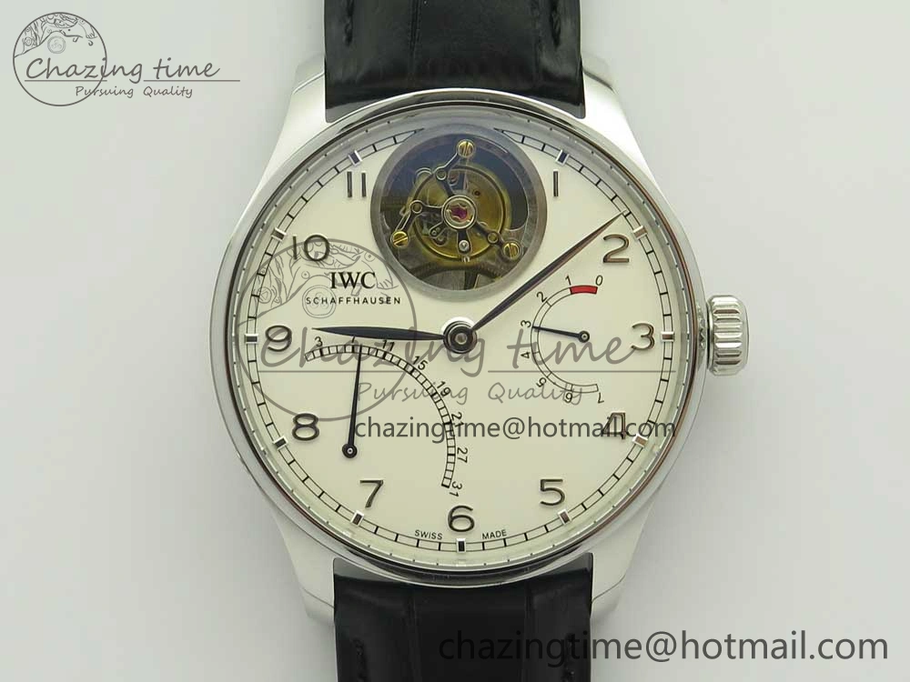 FashionForward Portuguese Tourbillon IW504602 SS ZF Best Edition White Dial on Black Leather Strap 7176