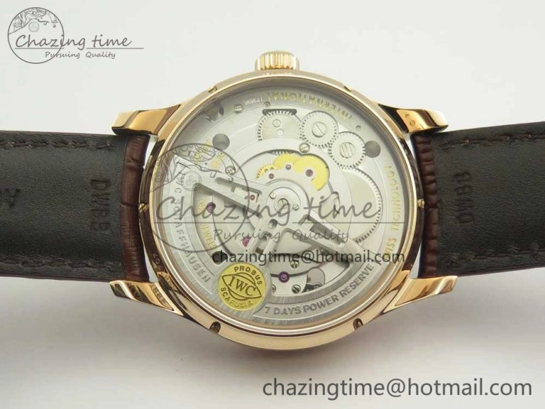 BestValue Portuguese Tourbillon IW5463 RG ZF Best Edition White Dial on Brown Leather Strap 7174