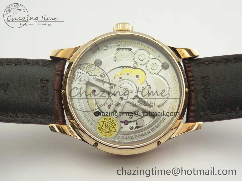 BestValue Portuguese Tourbillon IW5463 RG ZF Best Edition White Dial on Brown Leather Strap 7174