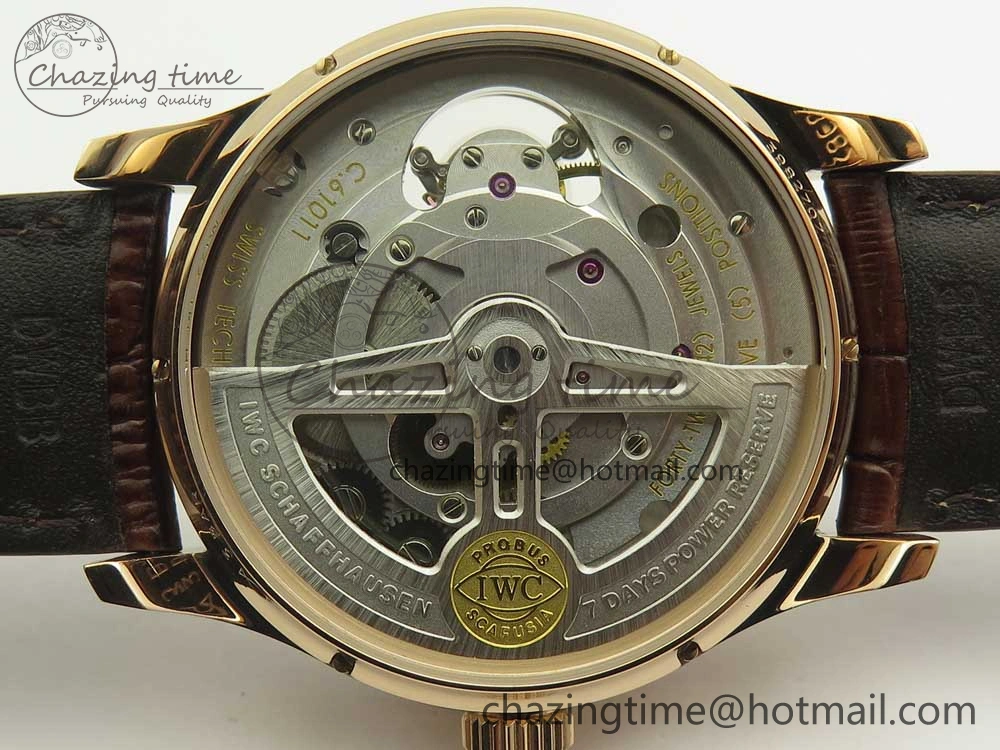 BestValue Portuguese Tourbillon IW5463 RG ZF Best Edition White Dial on Brown Leather Strap 7174