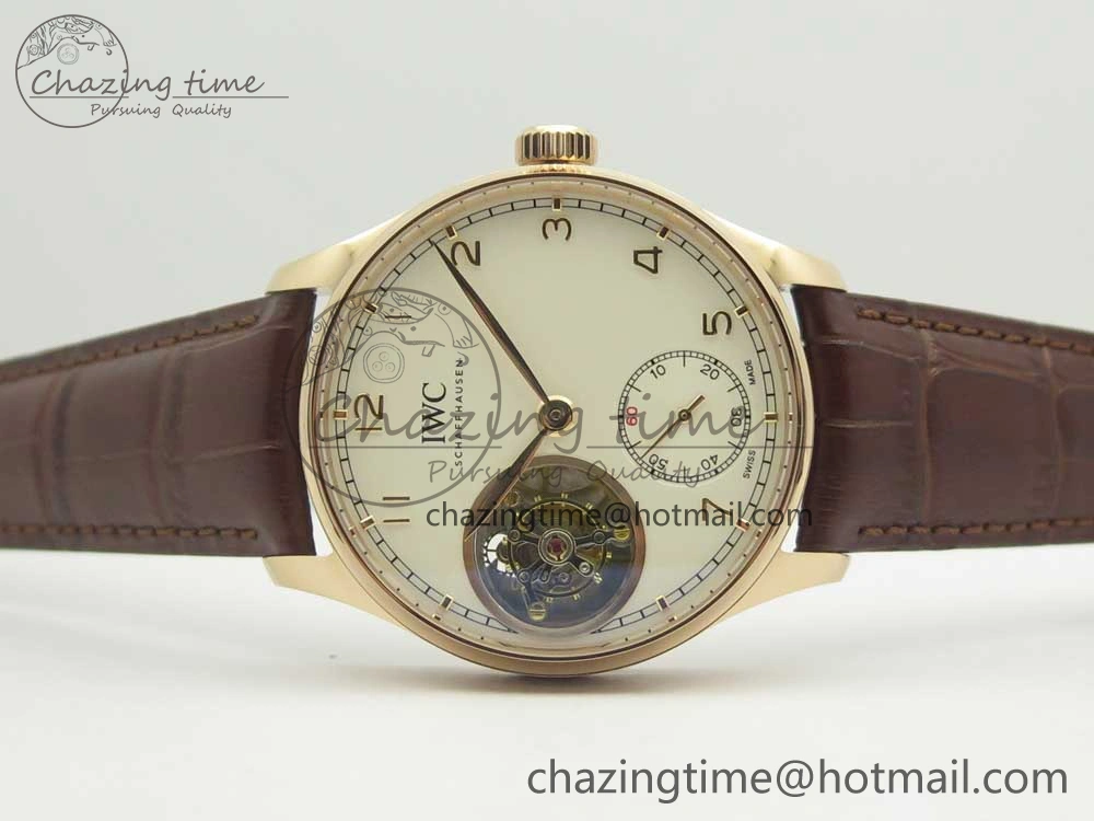 BestValue Portuguese Tourbillon IW5463 RG ZF Best Edition White Dial on Brown Leather Strap 7174