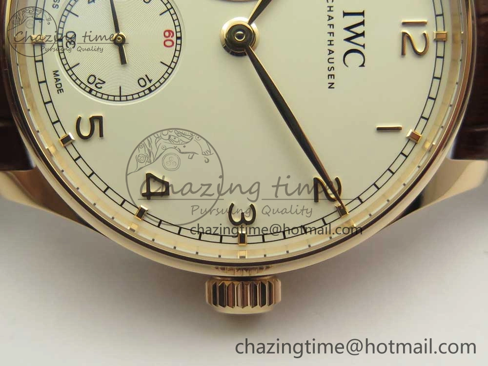 BestValue Portuguese Tourbillon IW5463 RG ZF Best Edition White Dial on Brown Leather Strap 7174