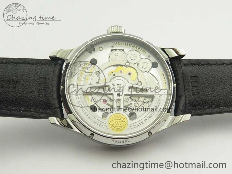 Portuguese Tourbillon IW5463 SS ZF Best Edition Black Dial on Black Leather Strap TimelessDesign 7173