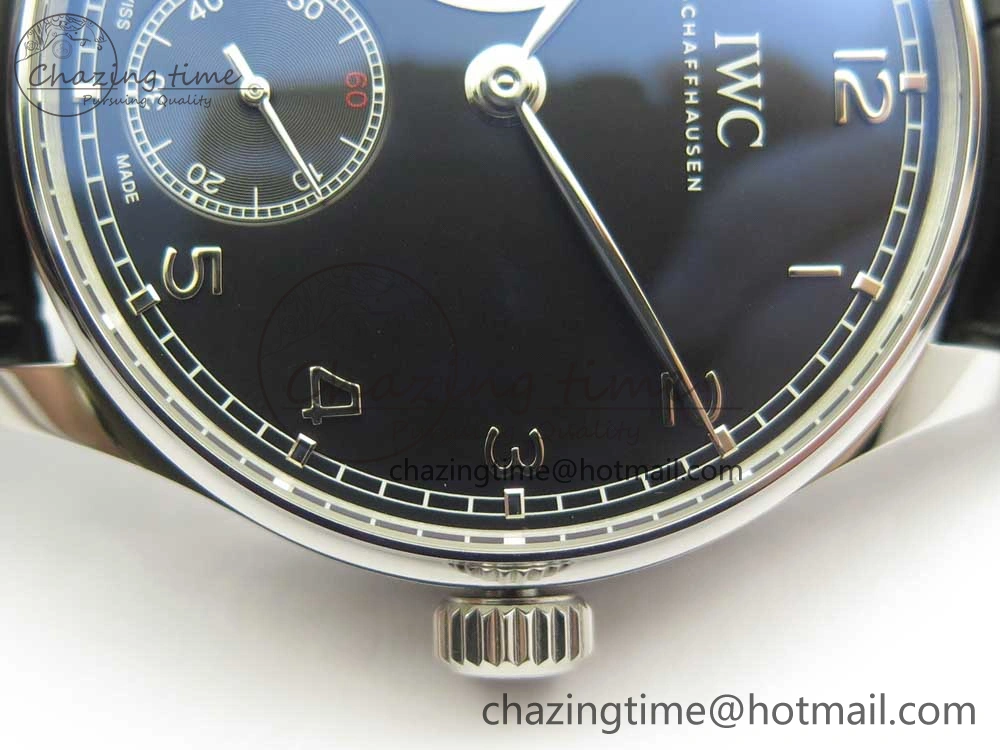 Portuguese Tourbillon IW5463 SS ZF Best Edition Black Dial on Black Leather Strap TimelessDesign 7173