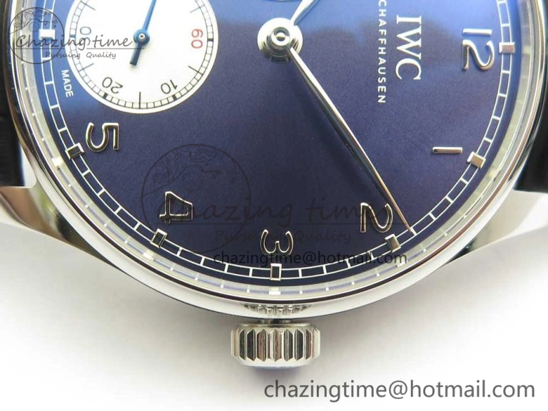 TravelReady Portuguese Tourbillon IW5463 SS ZF Best Edition Blue Dial on Black Leather Strap 7171