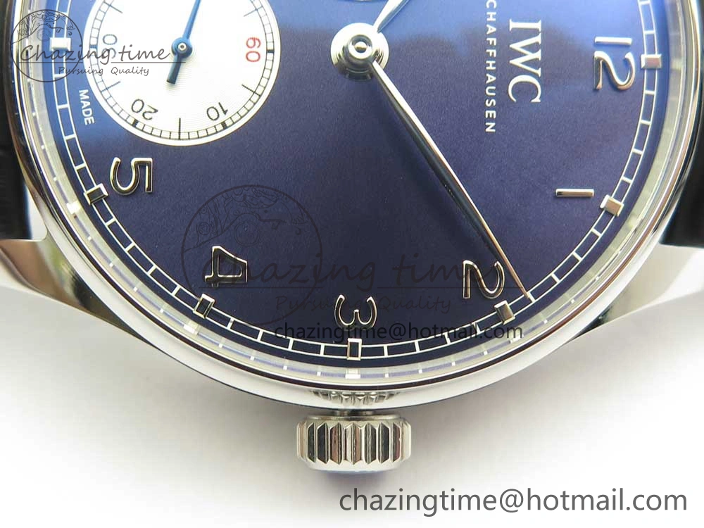 TravelReady Portuguese Tourbillon IW5463 SS ZF Best Edition Blue Dial on Black Leather Strap 7171
