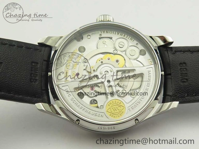 TravelReady Portuguese Tourbillon IW5463 SS ZF Best Edition Blue Dial on Black Leather Strap 7171