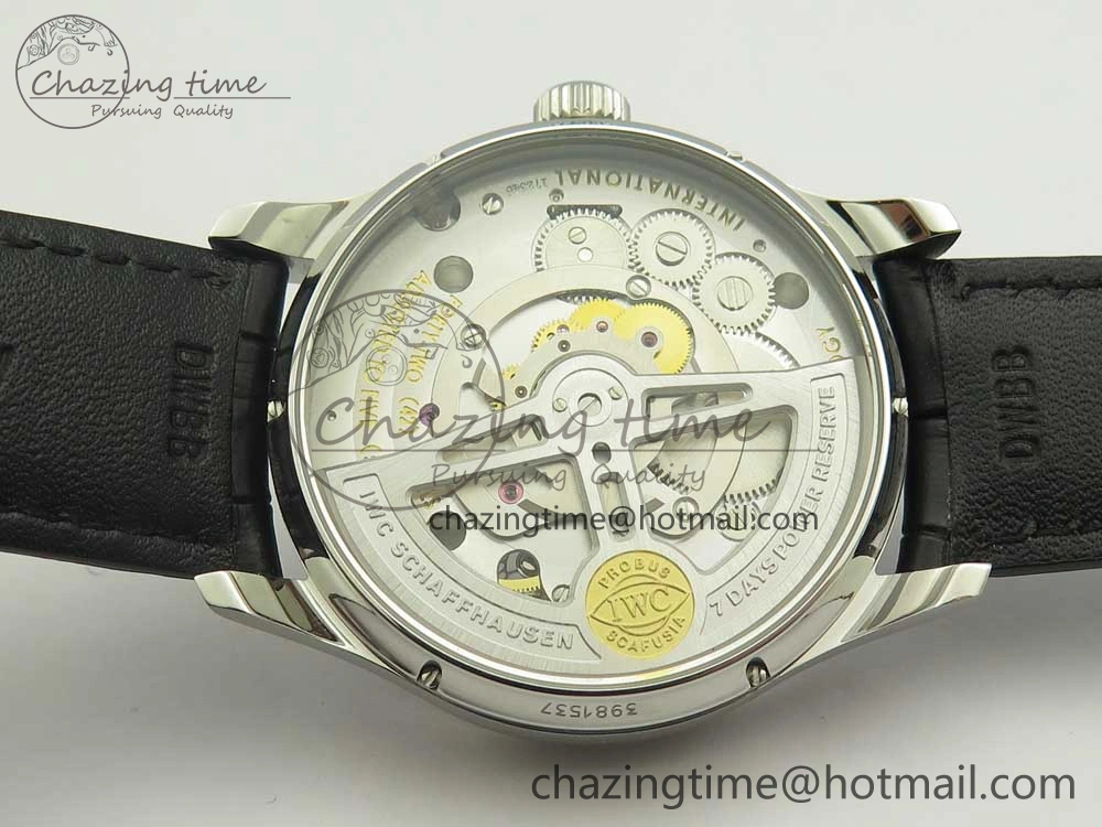 TravelReady Portuguese Tourbillon IW5463 SS ZF Best Edition Blue Dial on Black Leather Strap 7171