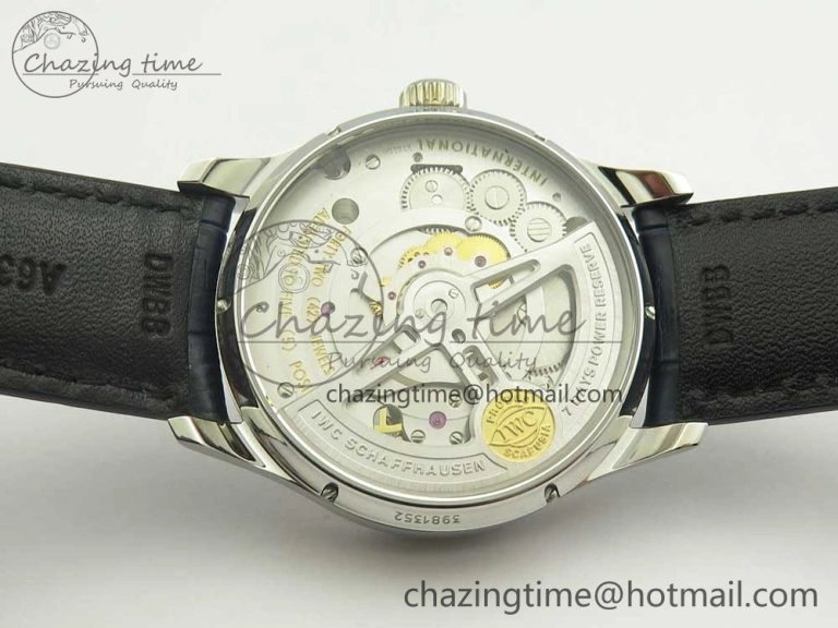 Portuguese Tourbillon IW5463 SS ZF Best Edition White Dial Blue Hands on Blue Leather Strap Packable 7172