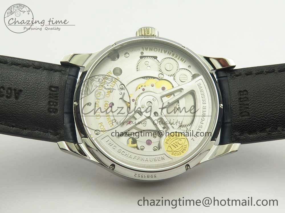 Portuguese Tourbillon IW5463 SS ZF Best Edition White Dial Blue Hands on Blue Leather Strap Packable 7172