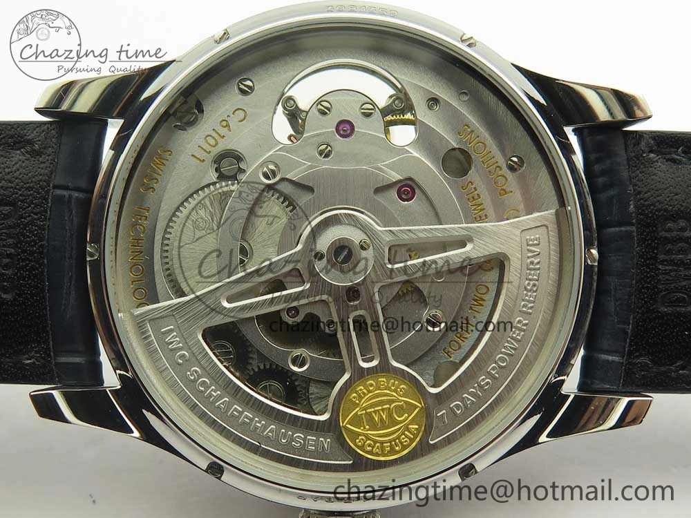 Portuguese Tourbillon IW5463 SS ZF Best Edition White Dial Blue Hands on Blue Leather Strap Packable 7172